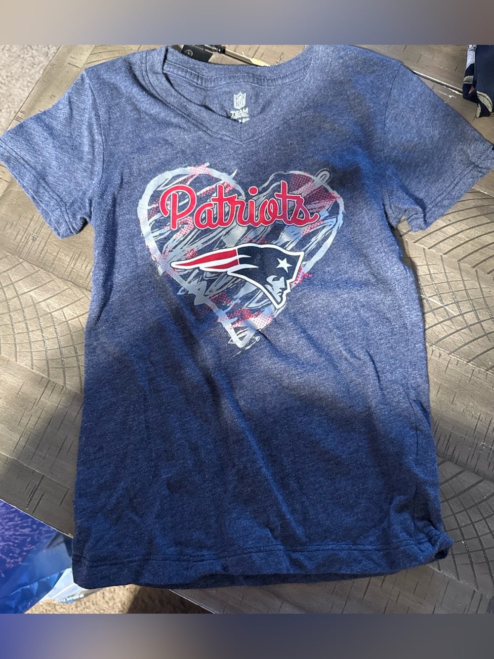 NFL Girls Patriots Heart Logo Navy Blue Tee